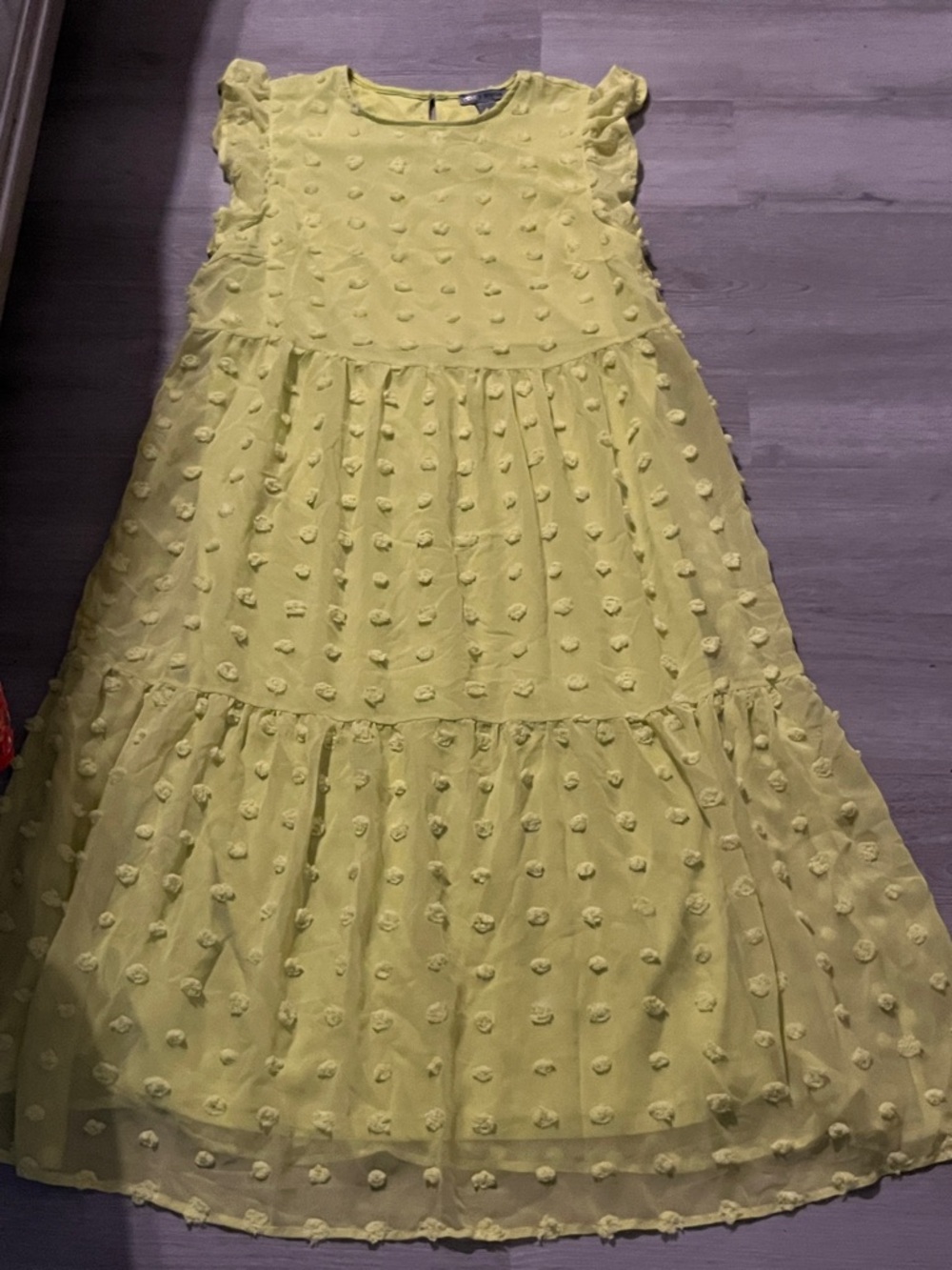 Love X Design Yellow Textured Tiered Dress